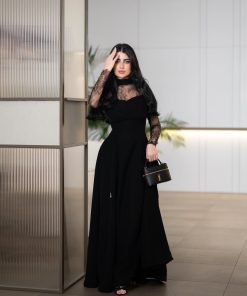 فستان أسود دانتيل أنيق للسهرات والمناسبات – متجر روزيتا السعودية