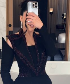 Alternative view of جمبسوت سهرة أسود بتطريز عنابي