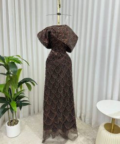 فستان سهرة لون بني