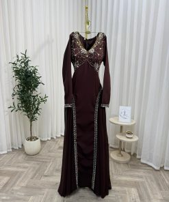 Alternative view of فستان سهرة بني أكمام طويلة