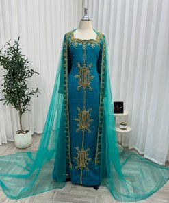 جلابية سهرة تركواز فاخرة