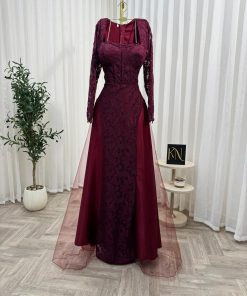 فستان سهرة أكمام طويلة