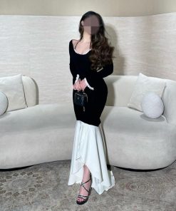 فستان سهره لون اسود في ابيض