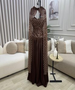 Alternative view of فستان بني للمناسبات فخم وأنيق