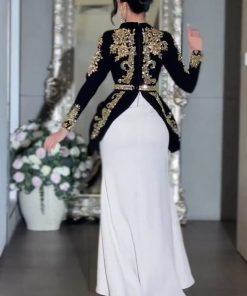 فستان سهره لون ابيض فى اسود