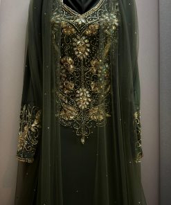 Alternative view of جلابية سهرة فاخرة باللون الأخضر الداكن