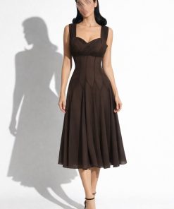 فساتين سهرة قصيرة لون نبتي و بني