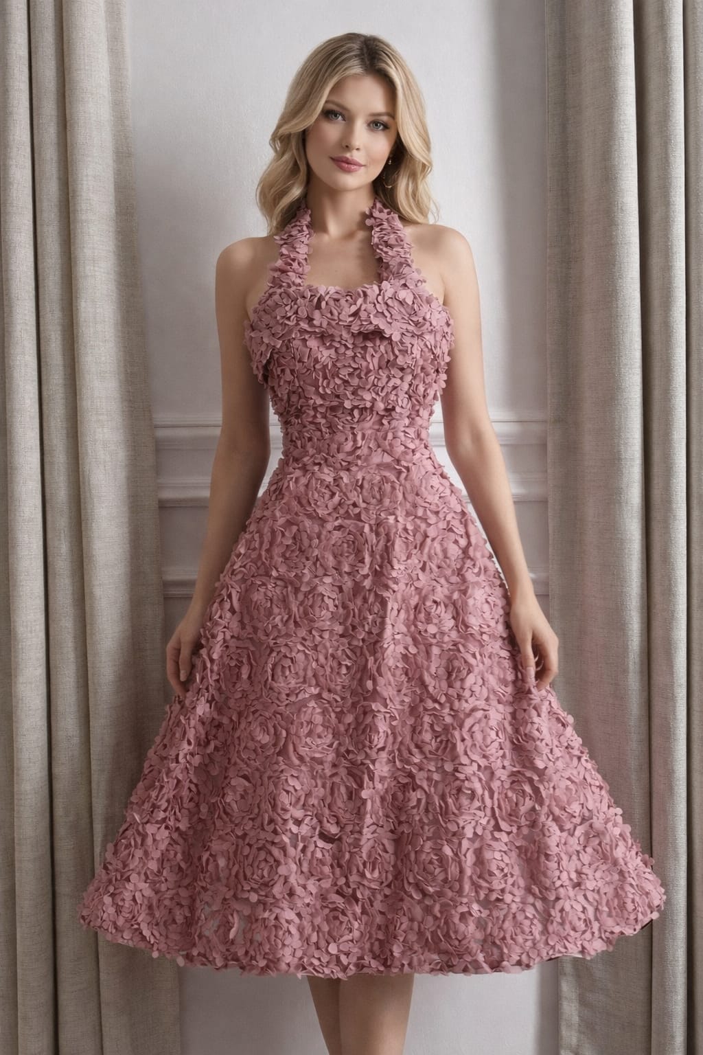 فستان سهرة لون وردي