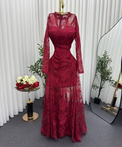 فساتين سهرة دانتيل أكمام طويلة