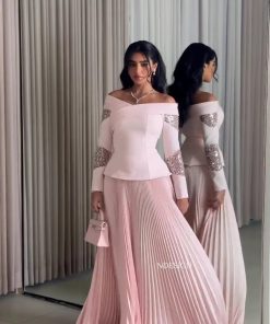 فستان سهرة لون وردي