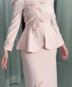 فستان سهرة وردي قطعتين