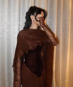 Alternative view of فستان سهرة قطيفة مع شيفون