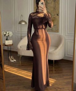 فستان سهرة لون بني