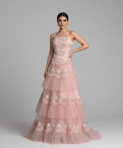 فساتين سهرة لون وردي