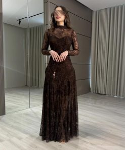 فستان سهرة لون بني