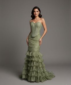 فستان سهرة لون اخضر