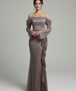 فستان سهرة لون كافية غامق