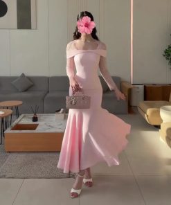 فستان سهرة وردي