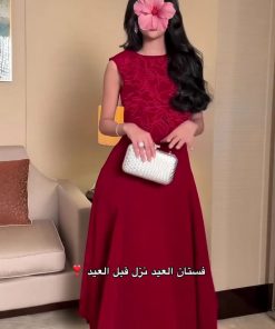 فستان سهرة لون احمر