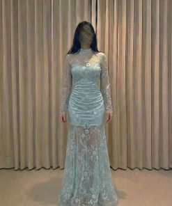 فستان سهرة أخضر فاتح