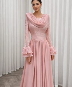 فستان سهرة لون وردي