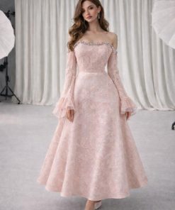 فستان سهرة لون وردي