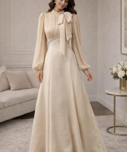 فستان سهرة لون بيج