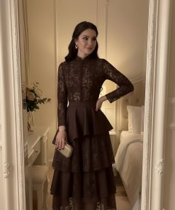 فستان سهرة لون بني