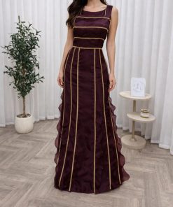 فستان سهرة عنابي أنيق