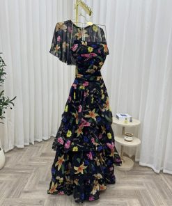 Alternative view of فستان سهره اسود منقوش