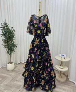 فستان سهره اسود منقوش