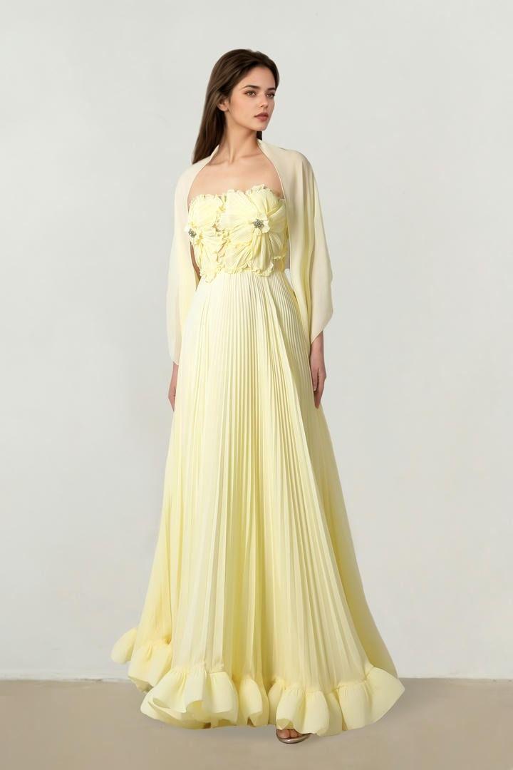 فستان سهره لون اصفر