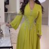 فستان سهرة أصفر خردلي