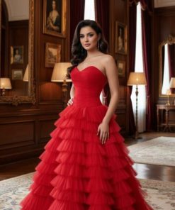 فساتين سهرة لون أحمر