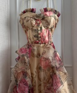 Alternative view of فستان مورد طويل بطبقات فخمة