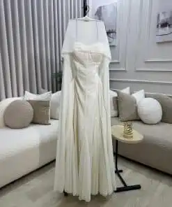 Alternative view of فستان سهرة أبيض أنيق بكاب شيفون فاخر