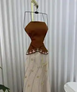 Alternative view of فستان سهره لون بني في بيج