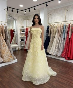 فساتين سهرة لون اصفر