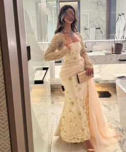 فستان سهرة ذهبي فاخر