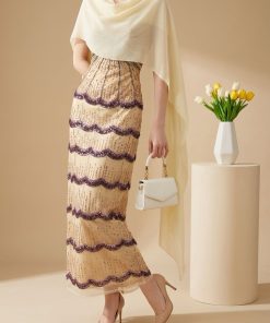 فستان سهرة بيج فاخر مع شال