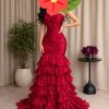 فستان سهرة أحمر فاخر بطبقات شيفون وتصميم كورسيه جذاب | متجر روزيتا