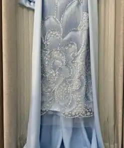 Alternative view of فستان سهرة سماوي راقي بدون أكمام