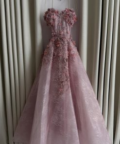 Alternative view of فستان سهرة وردي منفوش فاخر