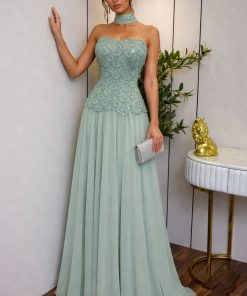 فستان سهرةناعم فاخر بتطريز