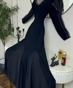 Alternative view of فستان سهرة أسود وأكمام شفافه