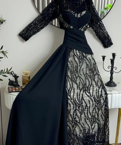 Alternative view of فستان سهرة أسود فاخر اكمام طويلة