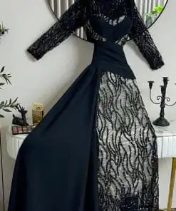 Alternative view of فستان سهرة أسود فاخر اكمام طويلة