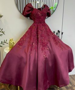 Alternative view of فستان سهرةعنابي ملكي منفوش