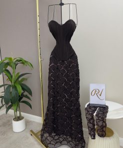 Alternative view of فستان سهرة بني فاخر كورسيه مع تنورة