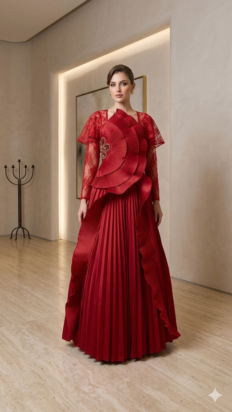 فستان سهرة أحمر فخم بتصميم عصري | فساتين حفلات ومناسبات في السعودية
